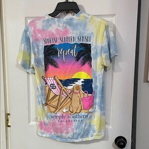 Simply Southern Pastel Tie-Dye "Sunrise, Sunburn, Sunset" Graphic Tee. Size M